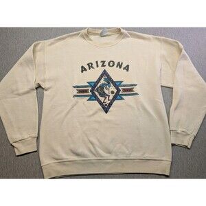 VTG 90s Santee Pluma Faded Distress ARIZONA Southwest Art Pullover Sweatshirt L